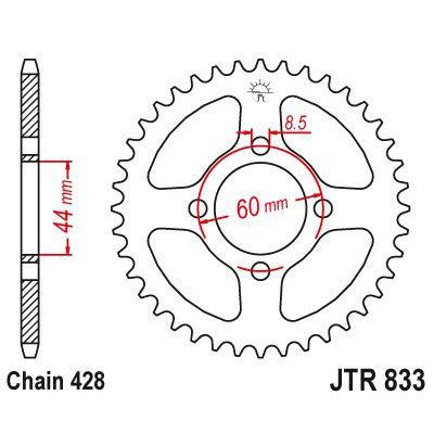 Load image into Gallery viewer, JT Sprockets Rear Steel Sprocket 49 Tooth 49T 428 Chain JTR833.49