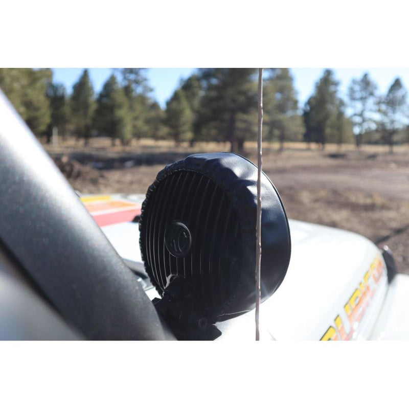 Load image into Gallery viewer, KC HiLiTES Cover; 6" Vinyl Black w/ Yellow KC Soft (pr) 5102