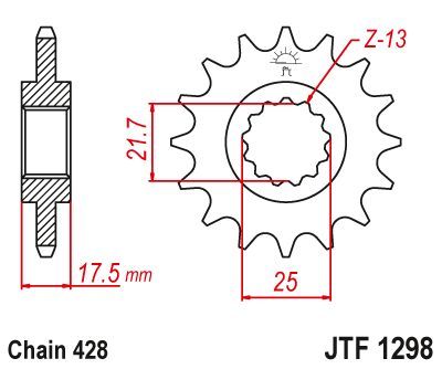 Load image into Gallery viewer, JT Sprockets Front Steel Countershaft Sprocket 17 Tooth 17T 428 Chain