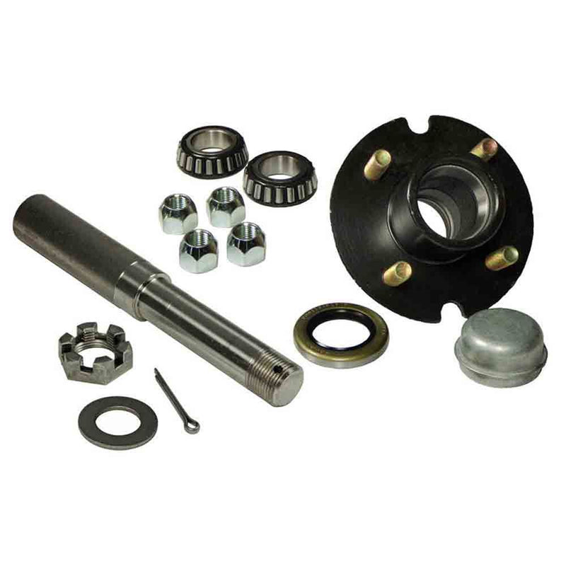 Load image into Gallery viewer, Single - 4-Bolt on 4 Inch Hub Assembly with 1 Inch Straight Spindle & Bearings