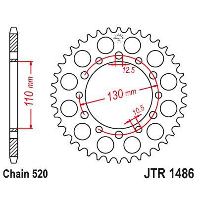 Load image into Gallery viewer, JT Sprockets Rear Steel Sprocket 44 Tooth 44T 520 Chain JTR1486.44