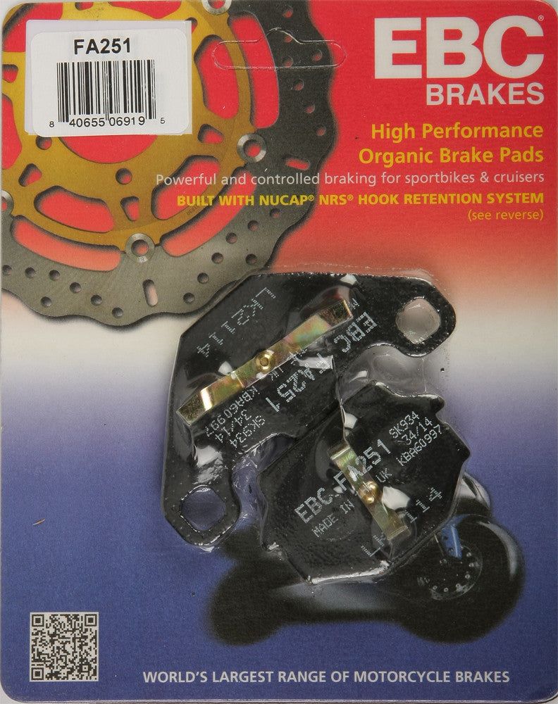 Load image into Gallery viewer, EBC 1 Pair FA Series Organic Replacement Brake Pads MPN FA251