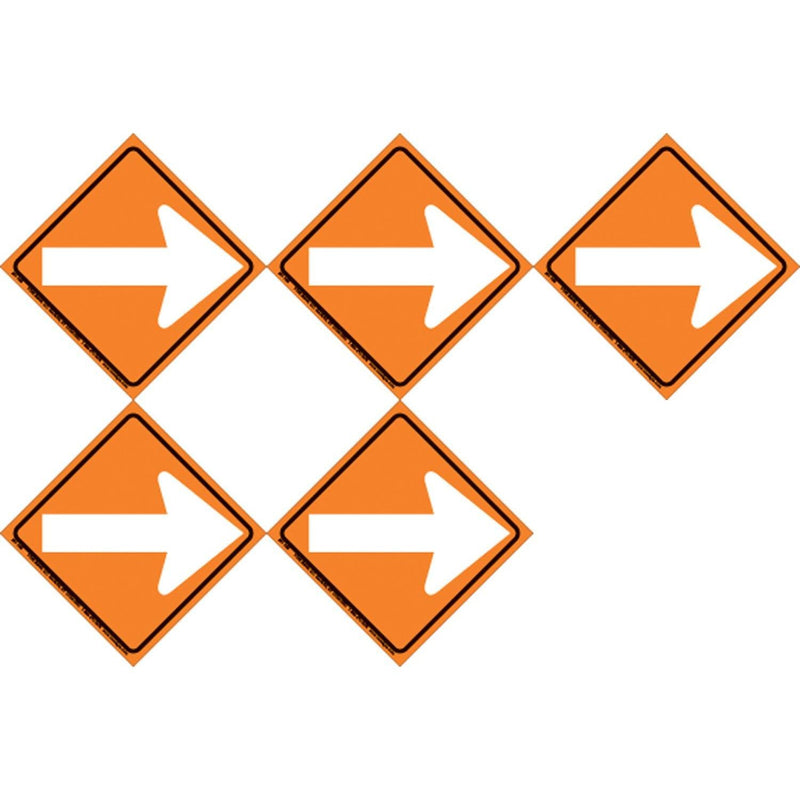 Load image into Gallery viewer, Set of 5 White Plastic Reflective Trail Sign 6 Inch Black Arrow