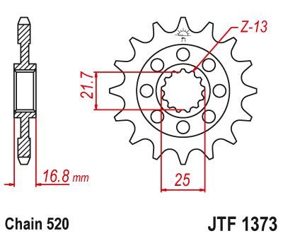 Load image into Gallery viewer, JT Sprockets Front Steel Sprocket 16 Tooth 16T 520 Chain JTF1373.16