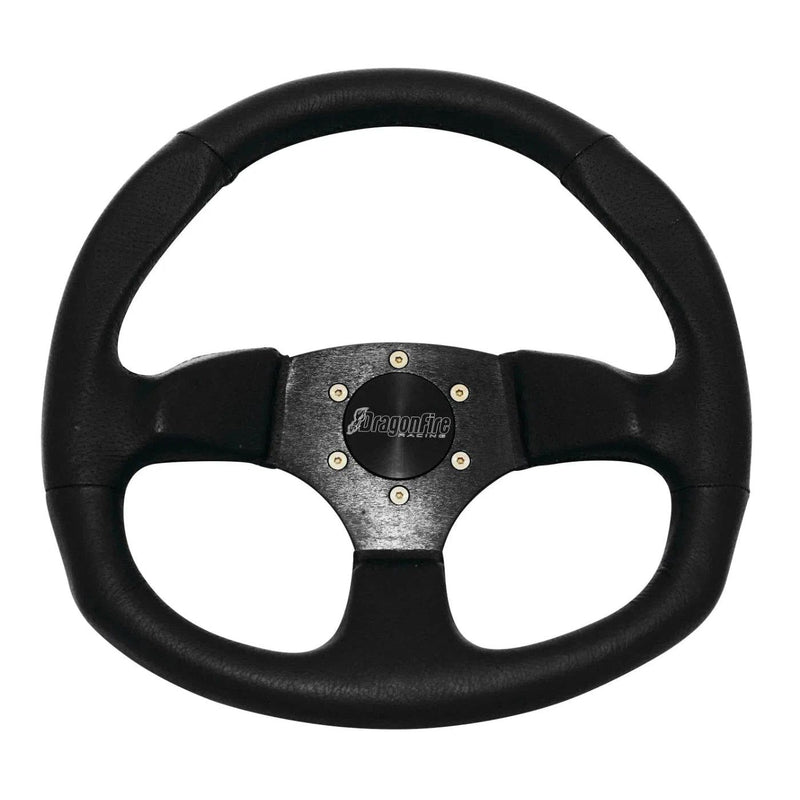 Load image into Gallery viewer, DragonFire Racing Steering Wheel - D-Shaped - Vinyl - Black - 04-0004