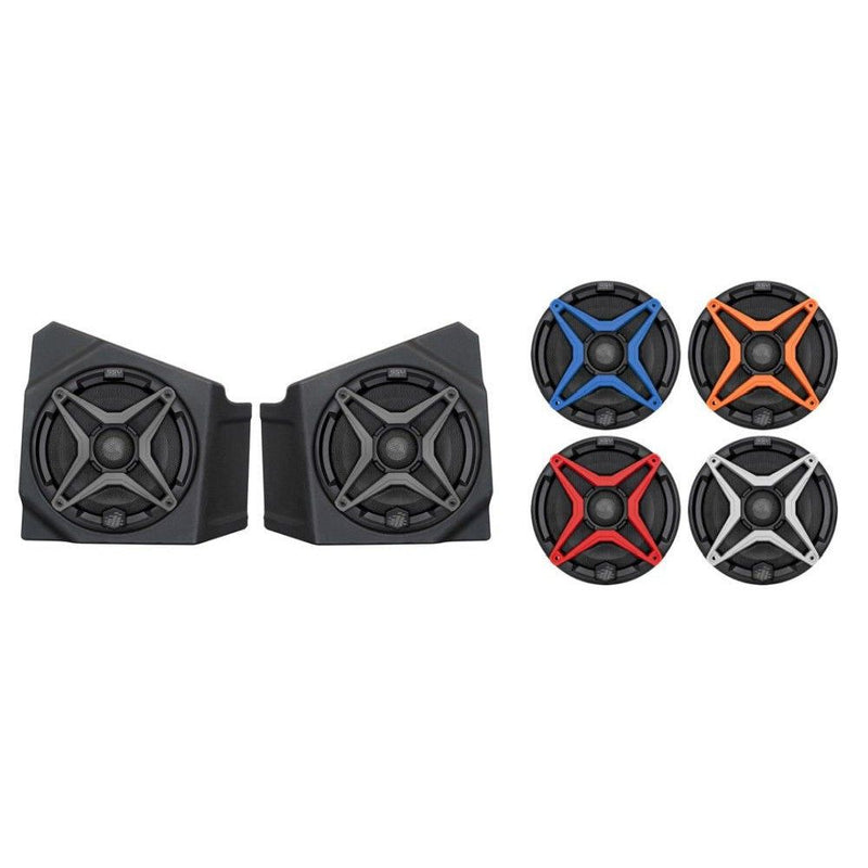 Load image into Gallery viewer, SSV Works Front Kick 6.5" Speaker Pods With Orange Grills For Kawasaki KRF1000 20-22