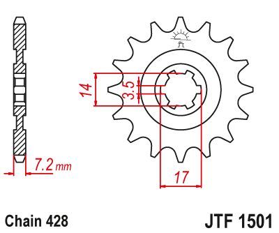 Load image into Gallery viewer, JT Sprockets Front Steel Countershaft Sprocket 13 Tooth 13T 428 Chain