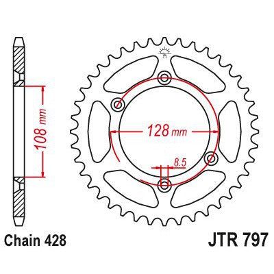 Load image into Gallery viewer, JT Sprockets Rear Steel Sprocket 51 Tooth 51T 428 Chain JTR797.51