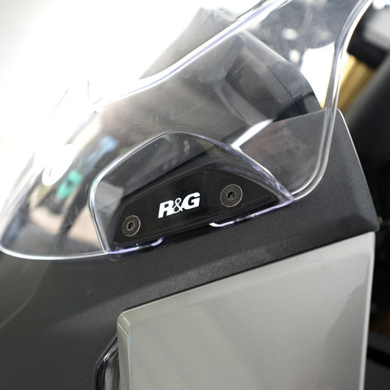 Load image into Gallery viewer, R&G Racing Black Mirror Delete Blanking Plates For 2023-2024 CF-Moto 450SR