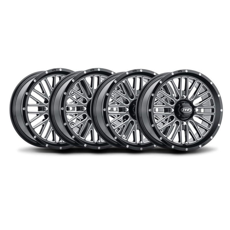 Load image into Gallery viewer, ITP Set of Four Momentum Wheels Machined Black 20x6.6 4/156 4+2.5