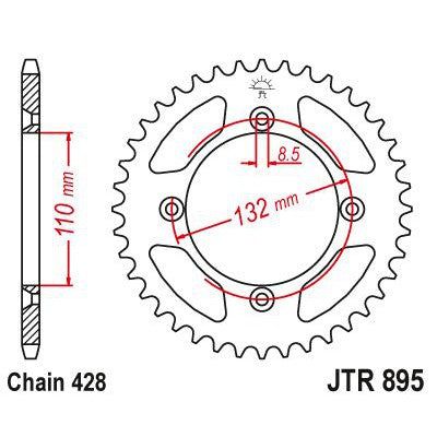 Load image into Gallery viewer, JT Sprockets Rear Steel Sprocket 46 Tooth 46T 428 Chain JTR895.46