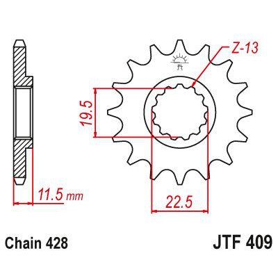 Load image into Gallery viewer, JT Sprockets Front Steel Countershaft Sprocket 16 Tooth 16T 428 Chain JTF409.16
