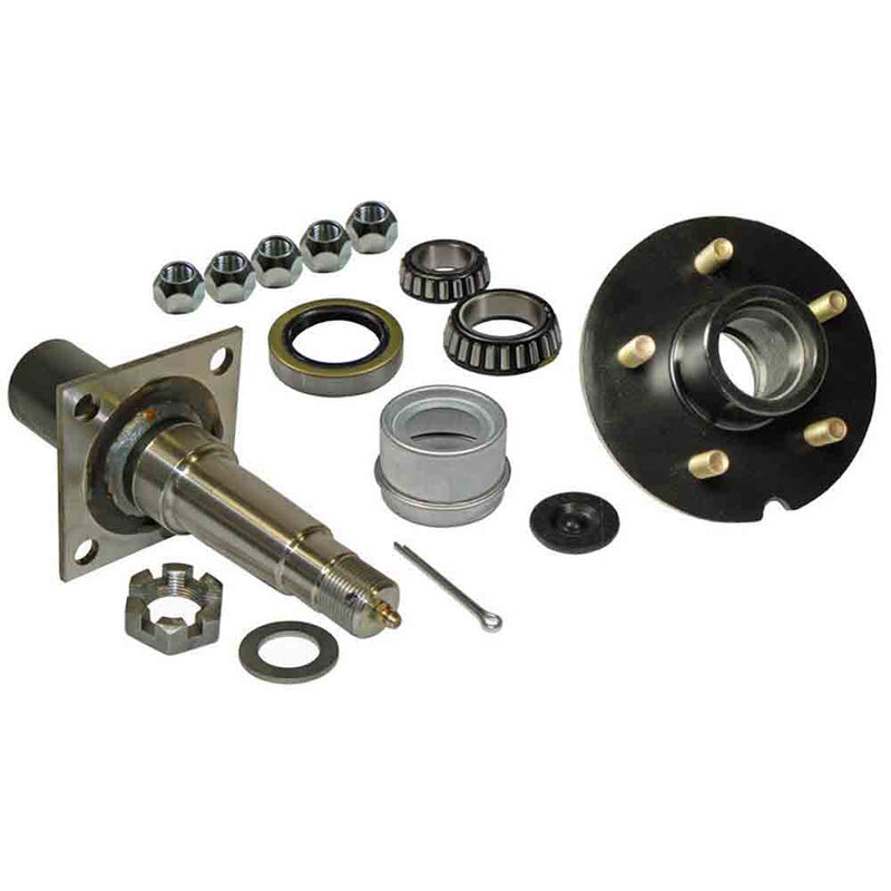 Load image into Gallery viewer, Single - 5-Bolt On 5 Inch Hub Assembly - Includes (2) Flanged 1-3/8 Inch To 1-1/16 Inch Tapered Spindles & Bearings