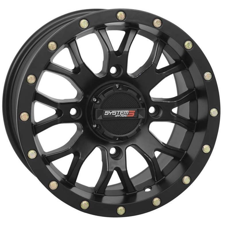 Load image into Gallery viewer, System 3 ST-3 Simulated Beadlock Matte Black Wheel 14x7 4/137 5+2 (+30mm)
