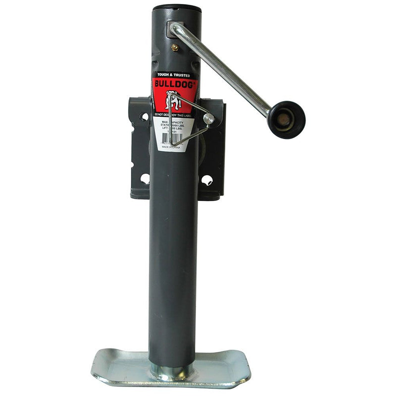 Load image into Gallery viewer, Bulldog Round Trailer Jack, Side Mount, 2,000 lbs. Lift Capacity, Side Wind, Weld-On, 10 in. Travel
