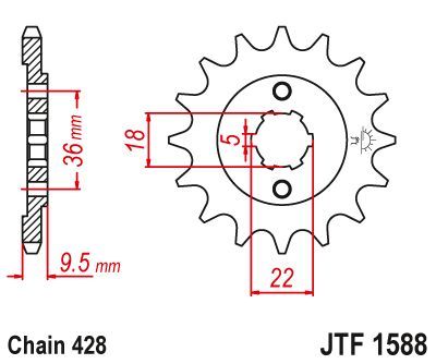 Load image into Gallery viewer, JT Sprockets Front Steel Sprocket 19 Tooth 19T 428 Chain JTF1588.19