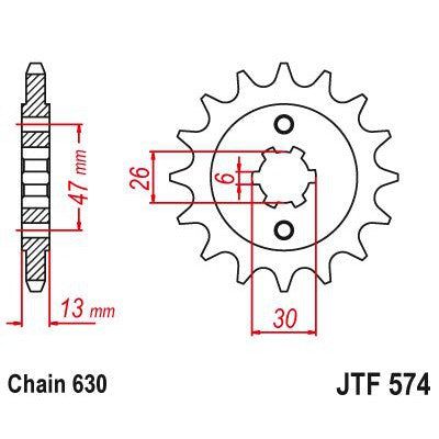 Load image into Gallery viewer, JT Sprockets Front Steel Sprocket 16 Tooth 16T 630 Chain JTF574.16