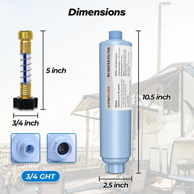 Load image into Gallery viewer, RV Camper Inline Water Filter Reduce Chlorine Camping Water Hose Filter