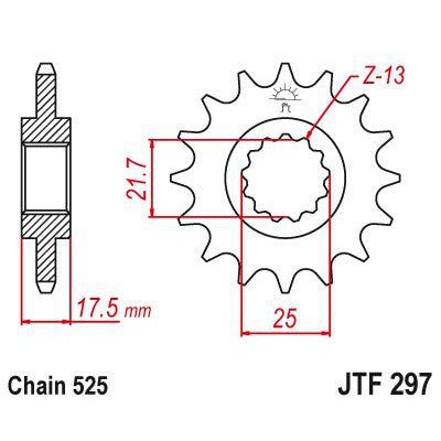 Load image into Gallery viewer, JT Sprockets Front Steel Sprocket 14 Tooth 14T 525 Chain JTF297.14