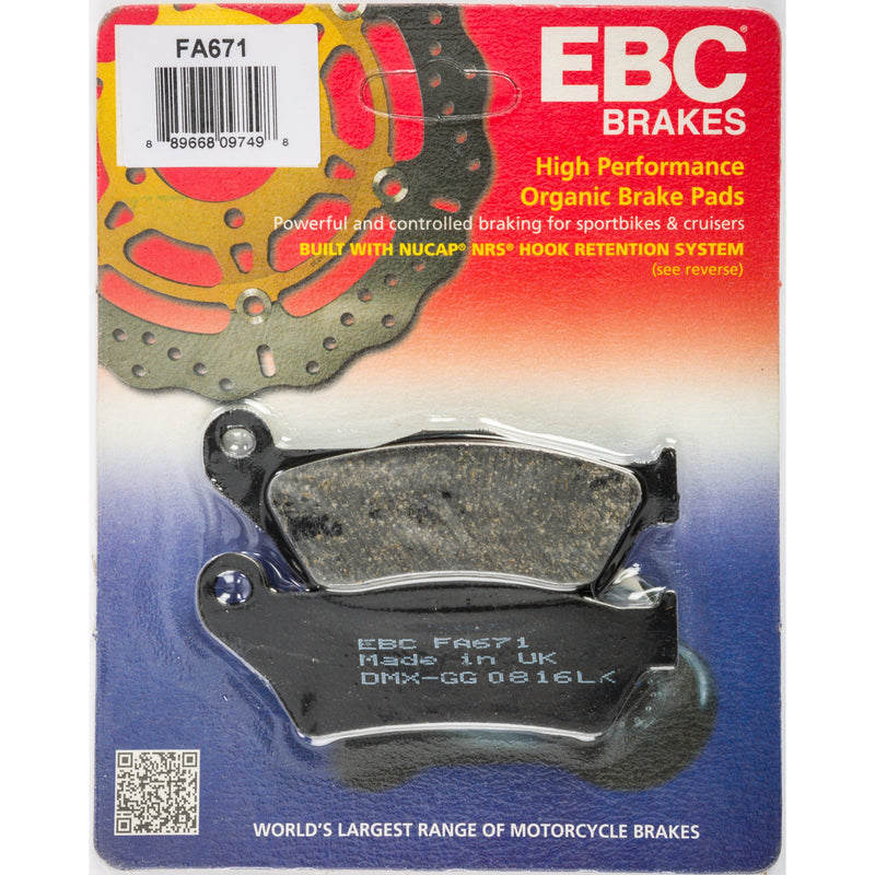 Load image into Gallery viewer, EBC 1 Pair FA Series Organic Replacement Brake Pads MPN FA671