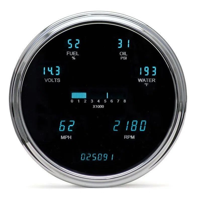Load image into Gallery viewer, Dakota Digital Universal Single 6.75" Round Bezel Gauge System Teal VFD3-1005-T