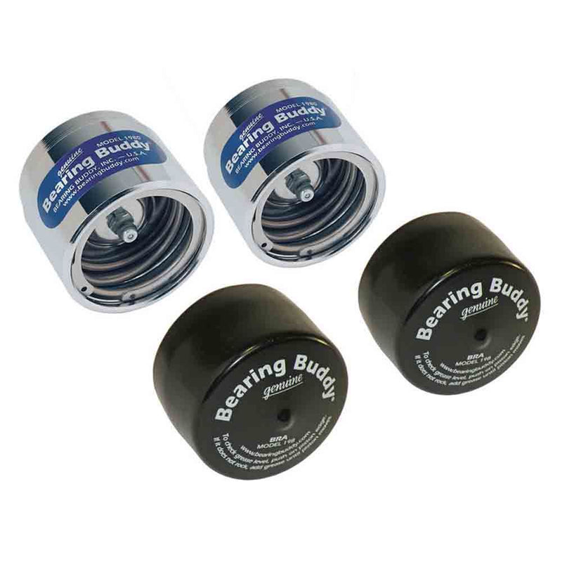 Load image into Gallery viewer, Bearing Buddy Chrome Bearing Protectors with Bras - Pair - 1.980" Diameter