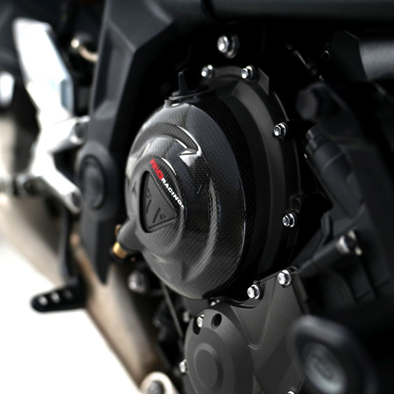 Load image into Gallery viewer, R&G Racing Carbon Fibre Engine Case Sliders RHS For 2024-2024 Triumph Daytona 660
