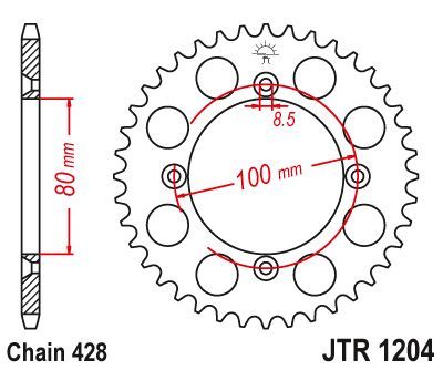 Load image into Gallery viewer, JT Sprockets Rear Steel Sprocket 46 Tooth 46T 428 Chain JTR1204.46