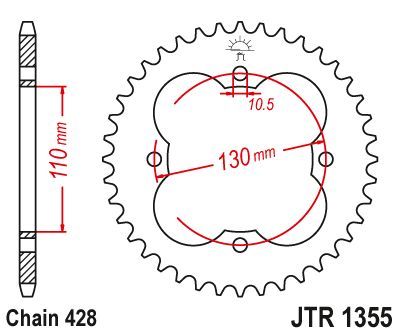 Load image into Gallery viewer, JT Sprockets Rear Steel Sprocket 48 Tooth 48T 428 Chain JTR1355.48