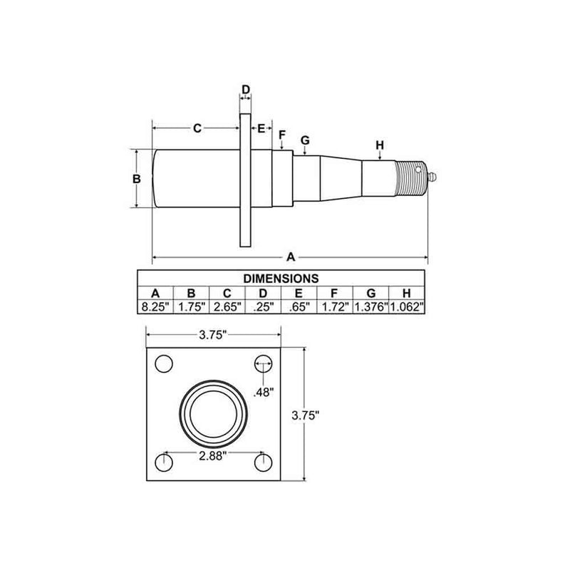 Load image into Gallery viewer, Trailer Axle Spindle (SFA-1752) with 4-Hole Brake Flange - 1-3/8 inch to 1-1/16 inch I.D. Bearings
