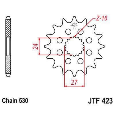 Load image into Gallery viewer, JT Sprockets Front Steel Countershaft Sprocket 17 Tooth 17T 530 Chain JTF423.17