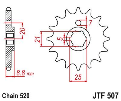 Load image into Gallery viewer, JT Sprockets Front Steel Countershaft Sprocket 14 Tooth 14T 520 Chain JTF507.14