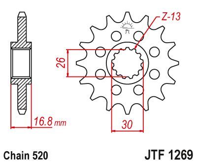 Load image into Gallery viewer, JT Sprockets Front Steel Countershaft Sprocket 16 Tooth 16T 520 Chain