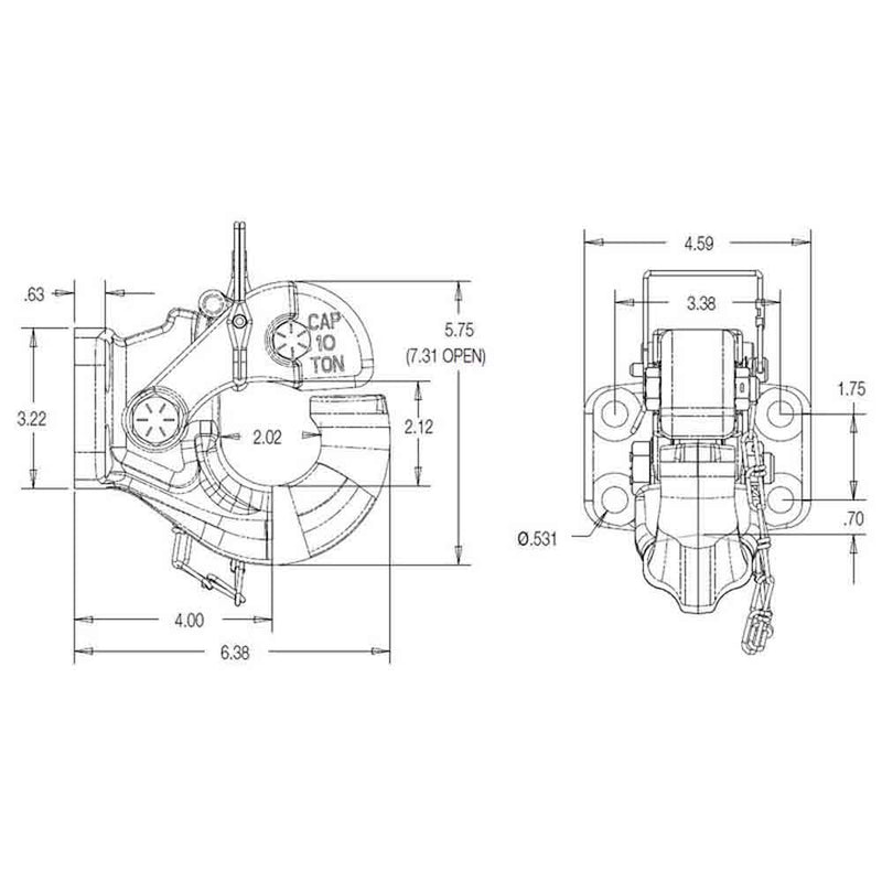 Load image into Gallery viewer, 10 Ton Standard Bolt-On Pintle Hook - 20,000 lbs. Capacity (PH-10)