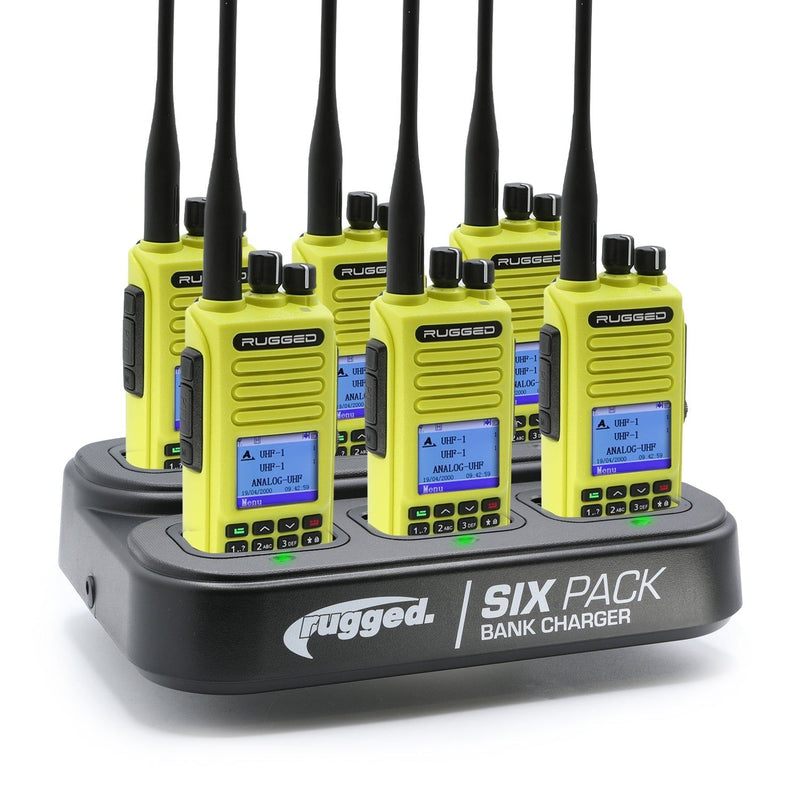 Load image into Gallery viewer, Rugged Radios Business Band Handheld Radio and 6-Pack Bank Charger Bundle