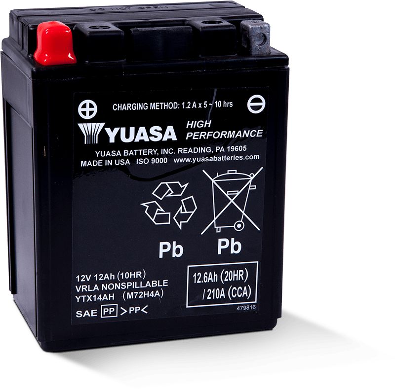 Load image into Gallery viewer, Yuasa Maintenance Free YTX14AH 12 Volt Battery YUAM72H4A