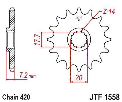 Load image into Gallery viewer, JT Sprockets Front Steel Countershaft Sprocket 14 Tooth 14T 420 Chain