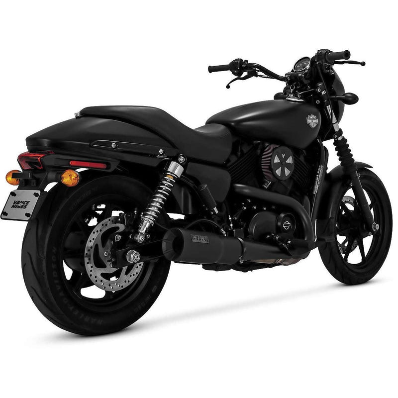 Load image into Gallery viewer, Vance & Hines 47943 Black Hi Output 4" Slip-Ons Mufflers for 15-19 Harley Street 750