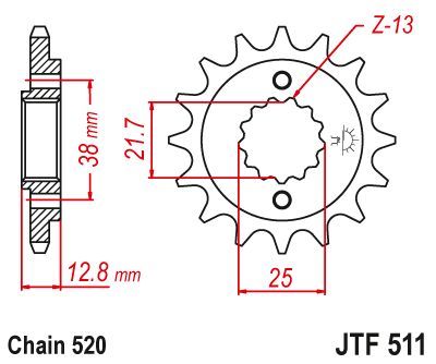 Load image into Gallery viewer, JT Sprockets Front Steel Countershaft Sprocket 14 Tooth 14T 520 Chain JTF511.14