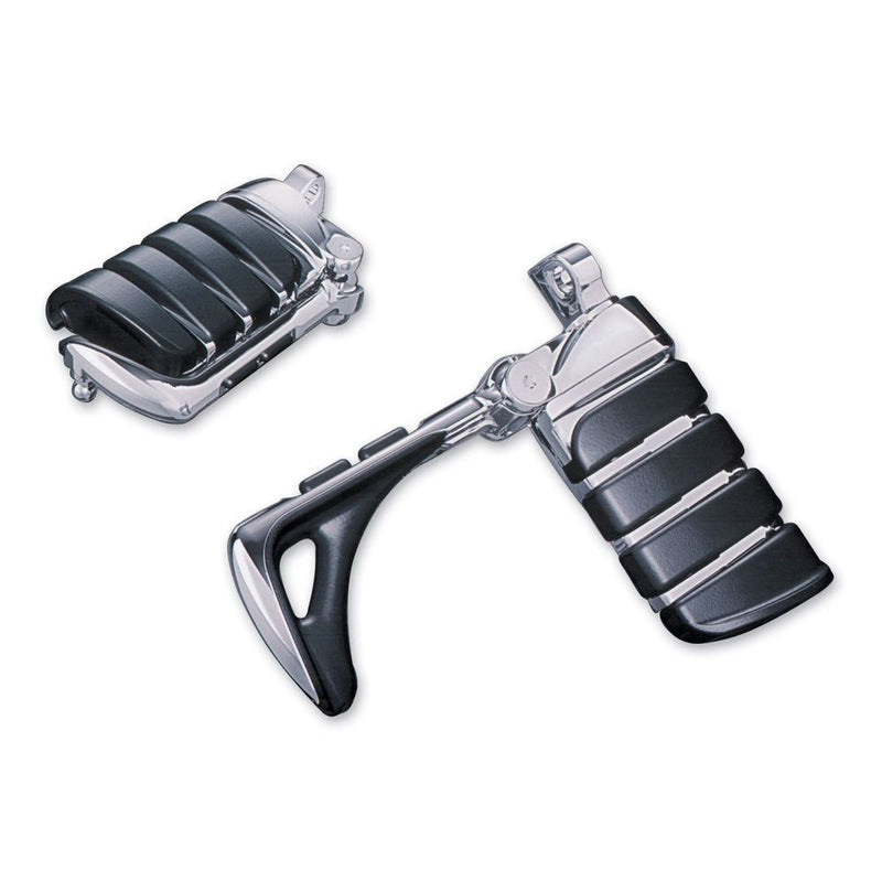 Load image into Gallery viewer, Kuryakyn Chrome Rubber Switchblade Hidden Heel Rest Footpeg Pegs Set Pair Harley