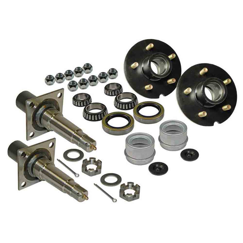 Load image into Gallery viewer, Pair Of 5-Bolt On 5 Inch Hub Assembly - Includes (2) Flanged 1-3/8 Inch to 1-1/16 Inch Tapered Spindles & Bearings