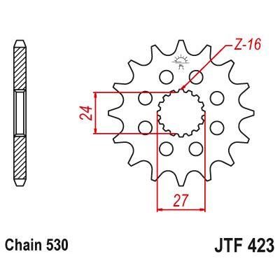 Load image into Gallery viewer, JT Sprockets Front Steel Countershaft Sprocket 16 Tooth 16T 530 Chain JTF423.16