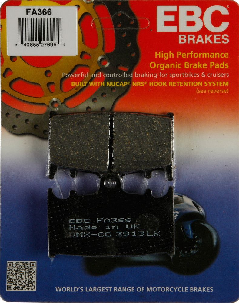 Load image into Gallery viewer, EBC 1 Pair FA Series Organic Replacement Brake Pads MPN FA366