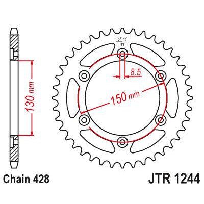 Load image into Gallery viewer, JT Sprockets Rear Steel Sprocket 51 Tooth 51T 428 Chain JTR1244.51