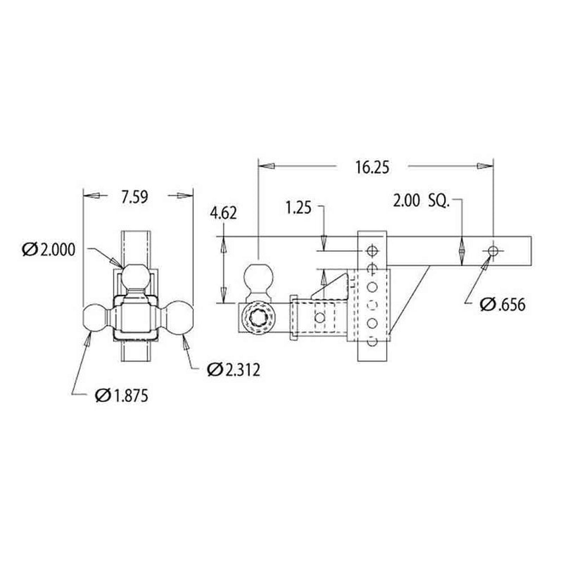 Load image into Gallery viewer, Adjustable Tri-Ball Hitch Solid Shank With 1-7/8, 2, and 2-5/16 Inch Chrome Hitch Balls