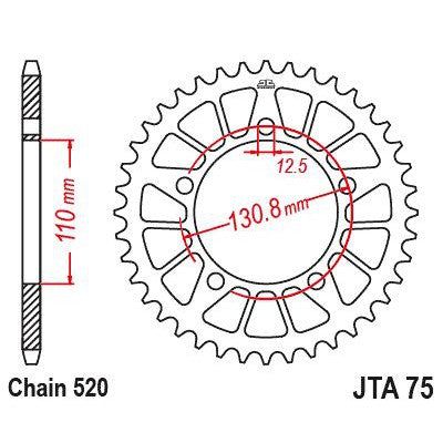 Load image into Gallery viewer, JT Sprockets Rear Racelite Aluminum Race Sprocket Black 44 Tooth 44T 520 Chain