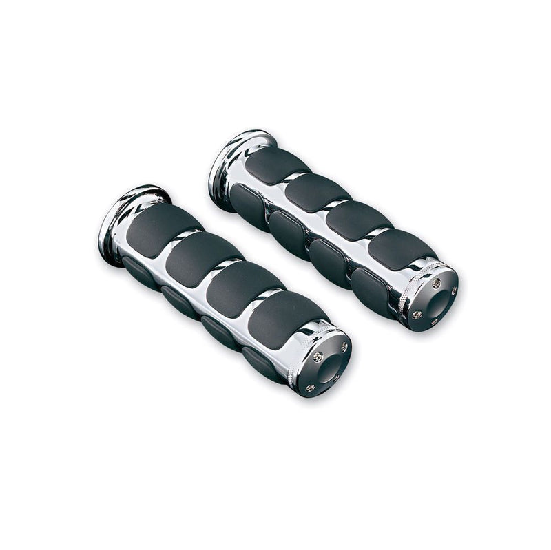 Load image into Gallery viewer, KURYAKYN CHROME ISO GRIPS UNIVERSAL FOR 1" HANDLEBARS DAMPENS VIBRATION 6240