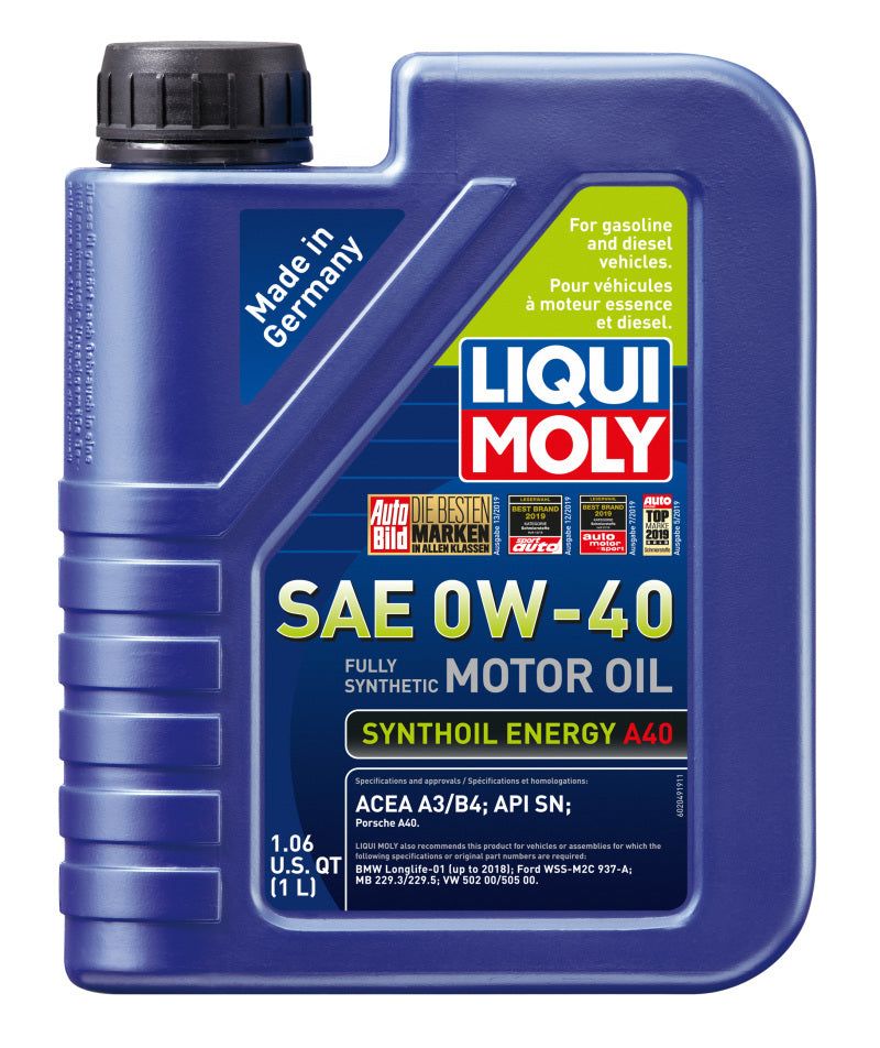 Load image into Gallery viewer, Liqui Moly 1L Synthoil Energy A40 0W4 SAE 0W40 Motor Oil 2049