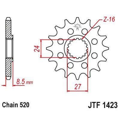 Load image into Gallery viewer, JT Sprockets Front Steel Countershaft Sprocket 16 Tooth 16T 520 Chain