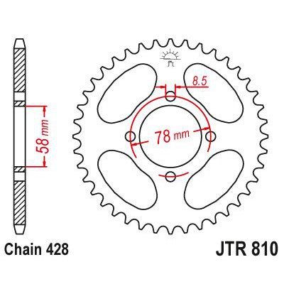 Load image into Gallery viewer, JT Sprockets Rear Steel Sprocket 42 Tooth 42T 428 Chain JTR810.42